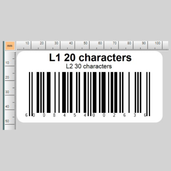 Barcode 100mm x 49mm Text Length